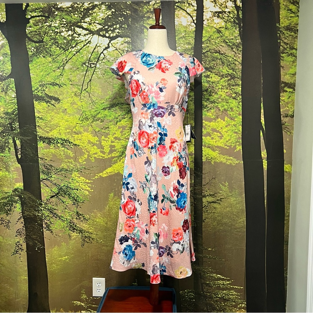Adrianna Papell Floral Printed Ruffle Dress